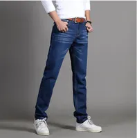 Venta al por mayor- Hombres Marca Jeans Fashion Casual Masculino Denim Pantalones Algodón Clásico Jeans rectos Masculina Pantalones de mezclilla