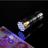 Vendita calda! 100pcs-New Ultravioletto 21 LED Torcia elettrica Mini Blacklight Torcia in alluminio Lampada Freeshipping
