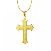 MGFam (172P) Jesus Cross Slide Colgante Collar Nueva llegada 24k chapado en oro con cadena de serpiente de 45 cm.