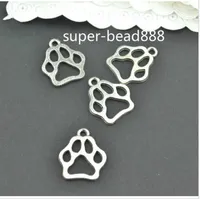 Free Ship 200pcs Antique Silver charms paw print charms pendants for DIY jewelry findings 13x11mm