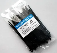 100 шт. / Упаковка Black 8 "3x100mm Сетевой нейлоновый пластиковый кабель проволоки zip галстук