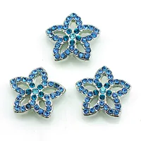 Brand New Fashion 18mm botones a presión azul Rhinestone flor jengibre broches DIY Noosa intercambiables pulseras accesorios de la joyería