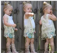 2016 패션 걸스 Tassels 양복 조끼 어린이 레이스 조끼 아동 민소매 레이스 Tassels 조끼 아기 소녀 조끼 Cute Girl Outwear Child Vest