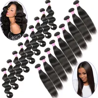 Wholesale Brazilian Straight, Body Wave Virgin Human Hair Extension 10/20/30/50 Bundles 100% Unprocessed 8A Remy Human Hair Weave Weft