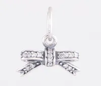Мода стерлингового серебра 925 бисера игристые лук мотаться европейский шарм DIY ювелирных изделий подходит для Pandora подвески браслет