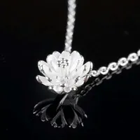 925 sterling silver objekt kristall smycken hänge uttalande halsband silver lotus blomma bröllop charms etniska vintage