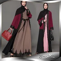 2017 Yeni Yüksek Kalite Zarif Dantel Dikiş Müslüman Kadın Elbise Türkiye Orta Doğu Müslüman Dubai Abaya Ulusal Constume