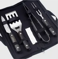 Nieuwste Draagbare BBQ-tool Set Roestvrijstalen Grill Set Clip + Mes + Vork + Shovel Kookgerei