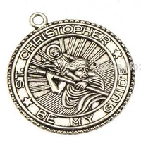 charms angel religions antique silver St christopher be my guide metal round new diy fashion jewelry accessories bracelets 34*30mm 50pcs