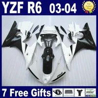 Black &white ABS Fairing for YAMAHA R6 2003 2004 2005 fairings YZFR6 03 04 05 full fairing kit +Free gift