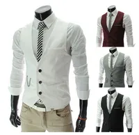 Men&#039;s Slim casual V-neck Suit Vest Fashion Pocket Coat Outwear clothing clothes M07 4 color M-XXL