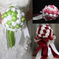 Cores 2015 Nupcial Do Casamento Bouquet De Noiva Decorações Beading / Favores De Casamento De Cristal Mão Segurando Flor Artificial Flor Dhyz 01