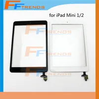 10 pcs para ipad mini 1 2 touch screen digitador assembléia com botão home ic branco preto lente frontal de vidro substituição parte navio livre