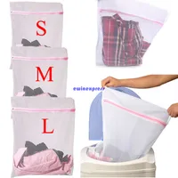 3pcs/set Practical fabric zipper laundry bags hampers basket mesh net clothes organizer storage washing machine bags size L M S