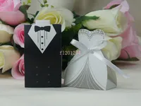 フェデックスDHL送料無料新品ファッションの花嫁とグルーミングボックス結婚式の好意箱ギフトボックスキャンディーボックス、1000pcs /ロット（= 500ペア）