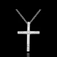 Colar de pingente de cruz com zircão moda 925 jóias de prata perfeito presente de natal de alta qualidade frete grátis