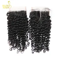 Peruvian Curly Hair Closure Size 4X4 Free/Middle Part Kinky Curly Lace Top Closure Peruvian Virgin Human Hair Curly Closures Free Shipping