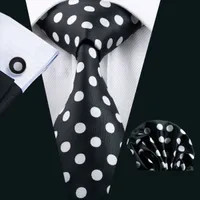 Быстрая доставка черный галстук белый точка мужские галстуки карманные квадратные запонки набор 8,5 см встреча бизнес случайные вечеринки галстук жаккард сплетенные n-1190