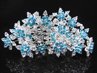 Magnífico copo de nieve joyería del pelo nupcial de la boda Prom azul Crystal Rhinestone pernos de pelo Cosplay joyería accesorios para el cabello envío gratis
