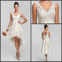 Best Selling High Low Junior Bridesmaids Dresses Cheap 2019 V Neck Short Knee Length Lace Formal Occasion Dress For Wedding Party