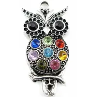 Hot 30pcs Tibetan Silver Zinc Alloy Crystal Owl Charms Necklace Pendant For Jewelry Making 48x24mm