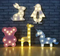 3D Animal Night Lights Unicorn Bear Marquee LED Batteria Nightlight Desk Desk Lampada da notte per bambini Bambini Decorazione camera da letto
