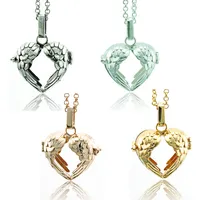 Fashion Pendant Necklace Baby Musical Chime Ball 4 Color Heart Cage Angel Necklace For Women Jewelry