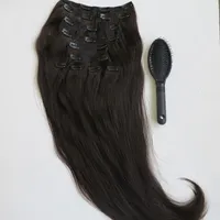 160g 20 22inch бразильский клип в наращивание волос 100% humann волос 1B#/Off черный Реми прямые волосы ткет 10 шт./компл. бесплатно гребень