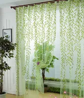 Green Scenic window curtain modern rustic balcony window screening curtain tulle home decoration fabric decorative curtain leaf