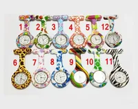 NEW 지브라 레오파드 프린트 실리콘 간호사 포켓 시계 캔디 색상 소프트 밴드 브로치 간호사 시계 11 패턴 핫 세일