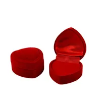 Högkvalitativ 4,8cm * 4.8cm Jewery Organizer Red Velvet Ring Box Förvaring Söt Lådor Små presentförpackning För Ringar Örhängen Hänge Halsband 2 Färger