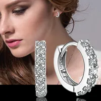 2015 new design 925 sterling silver small swiss CZ diamond hoop earrings beautiful wedding/engagement jewelry free shipping