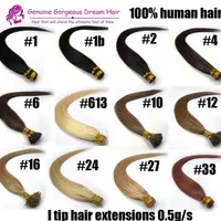 16 "-24" # 613 I Dica extensões de cabelo platina humana Loira emaranhado pré-ligado Keratin Hair 0.5g S 100S Pack 7A Grau
