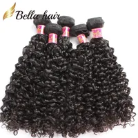 Poules de cheveux vierges humaines Extensions Curly Wave Malaysian 100% Hair non transformés tissages Double Toute Natural Noir 3-4pcs Bellahair 8-34 pouces