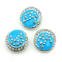Fashion Noosa 18mm Snap Buttons White Rhinestone Blue Alloy Clasp Ginger Interchangeable DIY Pendant Necklace Jewelry Accessories