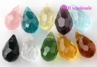 OMH wholesale 100pcs 8x13mm 8colors or pink black mixed color to choose drop Water droplets faceted glass crystal beads Sj195