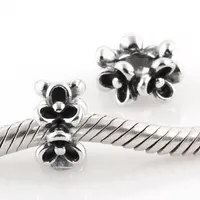 Authentic 925 Sterling Silver Original Bead Fits Pandora Charms Bracelet Clover Flower Pattern Screw Charm DIY Jewelry Findings