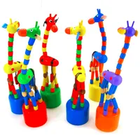 Färgglada Rocking Giraffe Toy Kids Development Dancing Stående Wire Control Animal Leksaker Baby Educational Wooden Blocks