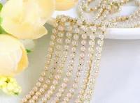 New 5 Metri 4mm White Pearl Seting Gold Claw Nastro Trim catena da cucire Abito da sposa Fai da te