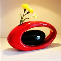 Vase en céramique moderne pour la décoration de la maison vase de table oeuf forme rouge noir blanc couleur