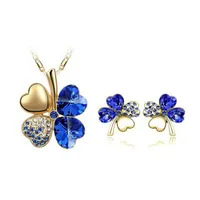 여자를위한 인기있는 귀걸이 목걸이 세트 디자이너 쥬얼리 네잎 클로버 디자인 결혼 목걸이와 귀걸이 세트 9554