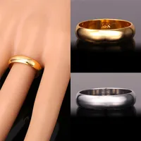 Anéis de ouro com "18k" Selo real banhado a ouro mulheres / homens jóias clássicas banda de casamento anéis tamanho 5-12