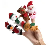 Marionetas del dedo de la mano 5pcs de Navidad dedo de las marionetas de tela muñeca de Santa Claus muñeco de nieve Animal de juguete educativos del bebé