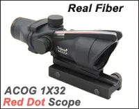 Tactical ACOG 1x32 fibra fuente Red Dot Scope con esfera de fibra real Rifle Scopes negro