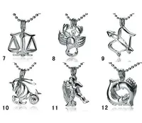 18kgp Fashion Signs Of Zodiac Pendant Mountings, Twelve Constellations Style Pearl / pärla Bead Cure Lockets DIY Lucky Charm Smycken No.7 ~ No.12