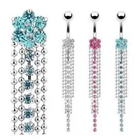 Stainless Steel Rhinestone Body Piercing Jewelry Belly Button Navel Rings Navel Buckle Earrings Dangle Accessories Fashion Charm