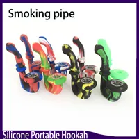 U-Shaped Portable Hookah Silicone Pipe Dry Herb Unbreakable Water Percolator Bong 11.5cm VS twisty glass blunt 0266161