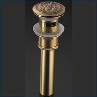 Luxury Antique Brass Basin Drainer,bathroom basin vessel sink drainer With Overflow Hole,all copper Pop Up Waste,J14077