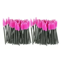 Wholesale-Attractive 100pcs/lot make up brush Pink synthetic fiber One-Off Disposable Eyelash Brush Mascara Applicator Wand Brush JE24