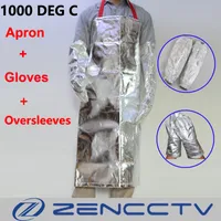 Delantal aluminizado de 1000 grados de radiación térmica con Oversleeves y guantes Hoja de aluminio de trabajo de alta temperatura resistente al calor